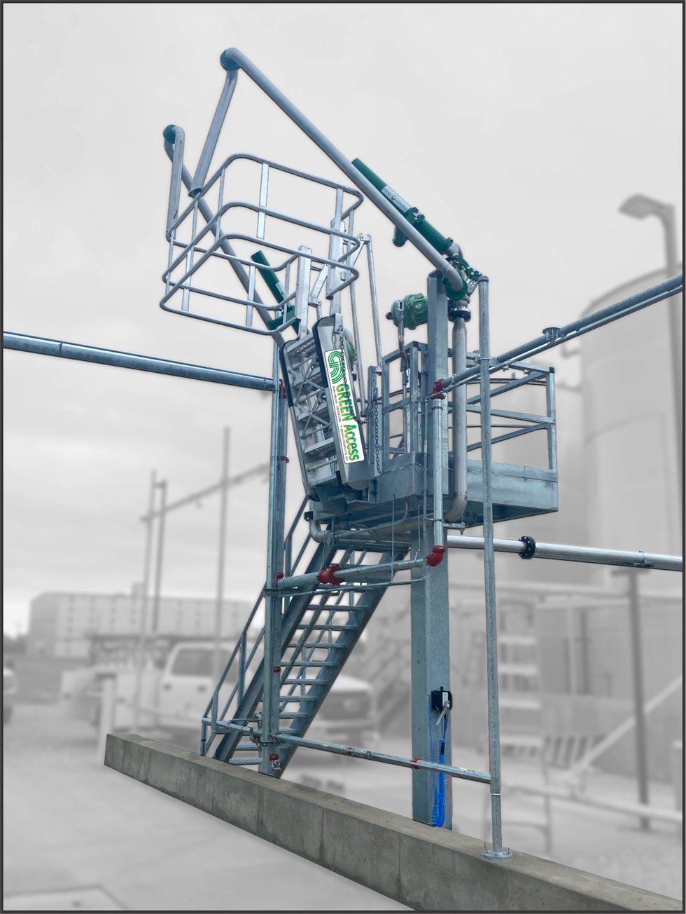 Platform and loading arm truck loadout for bourbon distillery Platform and loading arm truck loadout for bourbon distillery